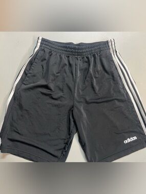 Adidas Athletic Shorts Mens XL Black 3 Stripe Drawstring Gym Training